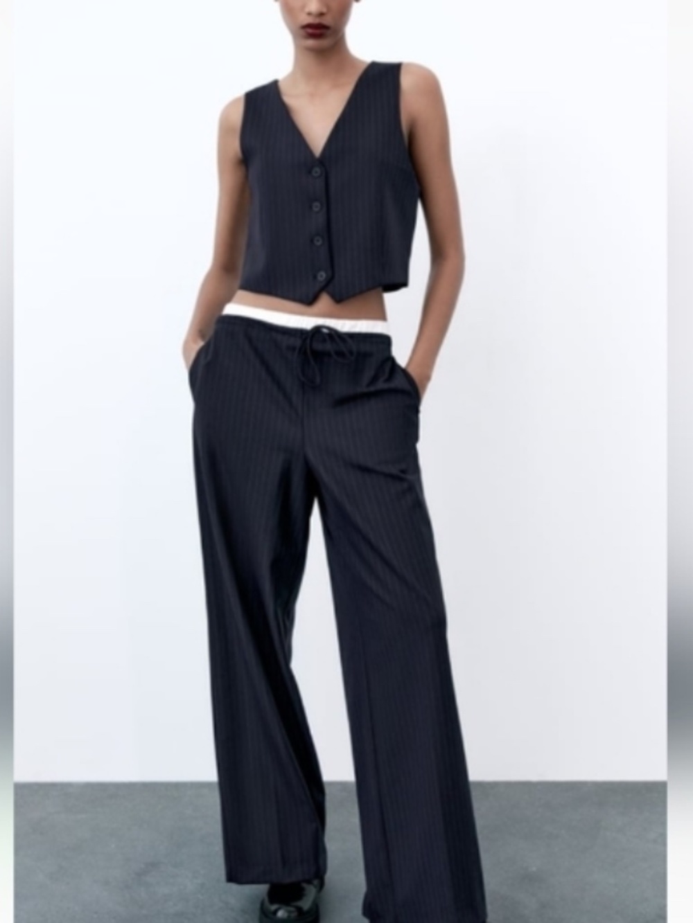 Zara Combo Pinstripe Boxer Pants
